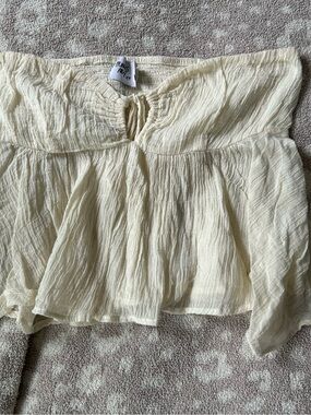 Princess Polly Cream Lightweight Crinkle Tube Tank
